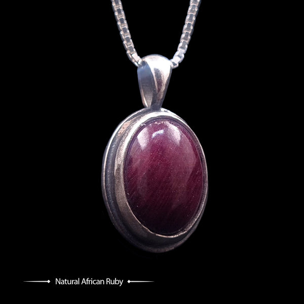 African Ruby Skull Bezel pendant
