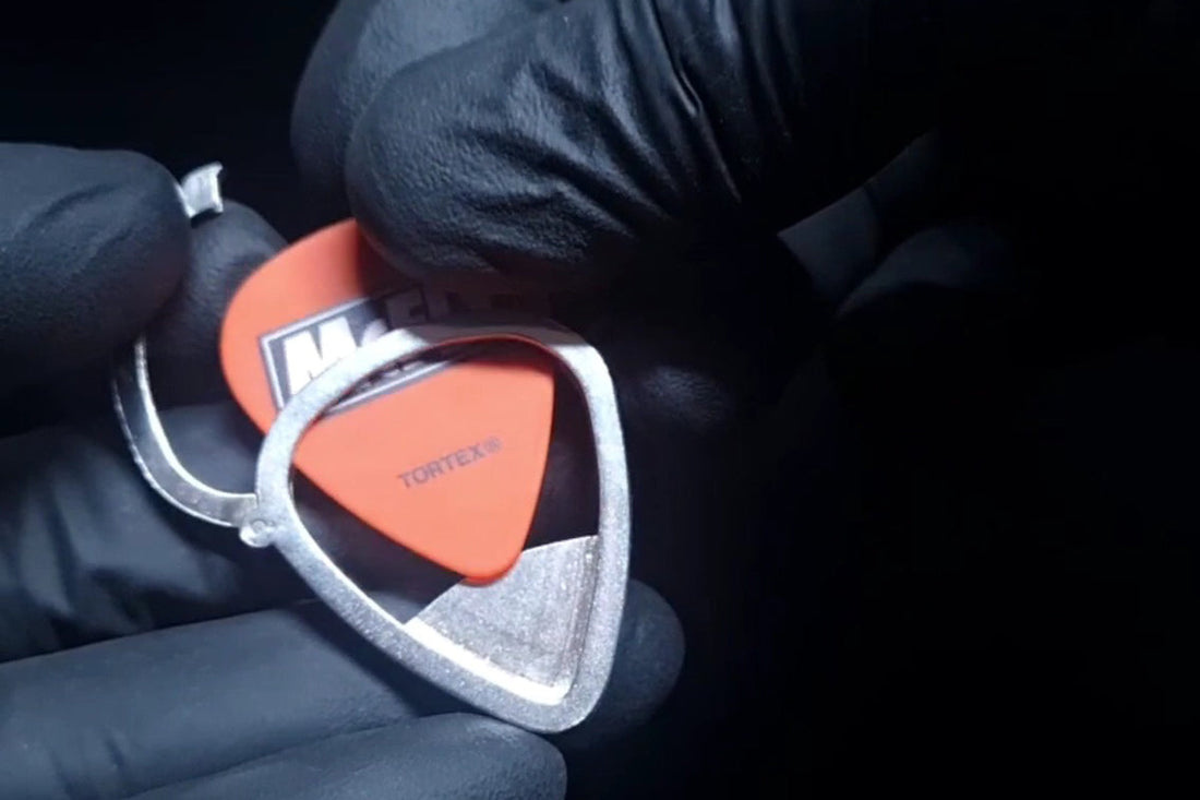 Custom made guitar pick holder, Sterling silver by RBZ Jewelry