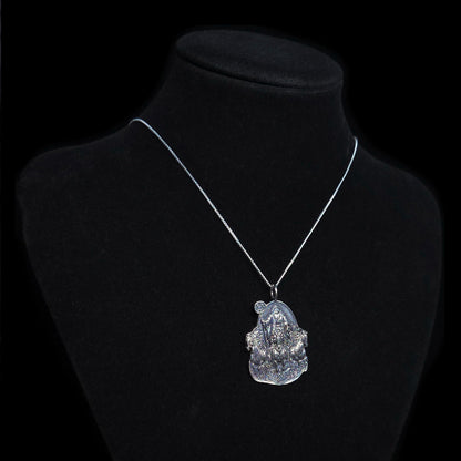 RBZ Jewelry Elijah the Prophet pendant in sterling silver worn on a 45 cm chain, displayed on a black bust