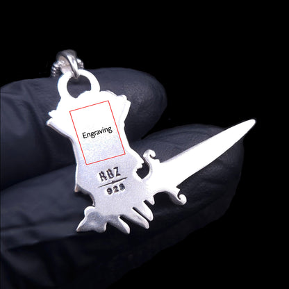 Engraving area on the back of the RBZ Jewelry Judith pendant, marked above the RBZ 925 hallmark, for personalized engraving on sterling silver